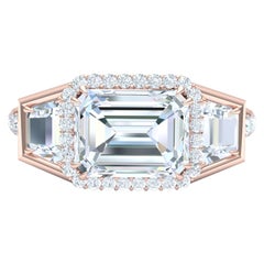 3 Carat Emerald Cut GIA Certified Diamond Engagement Rose Gold Ring