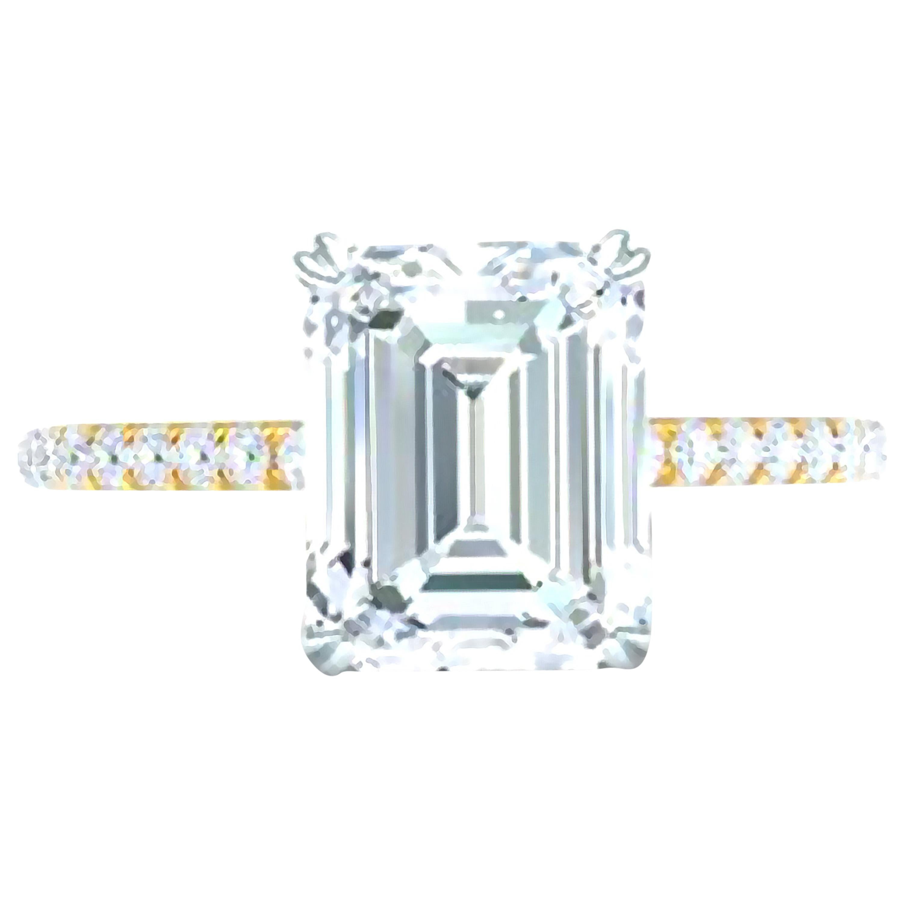3 Carat Emerald Cut GIA Certified G-VS2 Engagement Diamond Ring