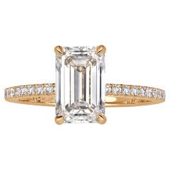 3 Carat Emerald Diamond Ring 14K White Gold Everyday Royalty