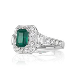 3 Carat Emerald Diamond Ring 14K White Gold Quiet Power High Jewellery