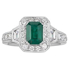 3 Carat Emerald Diamond Ring 14K White Gold Quiet Power High Jewellery