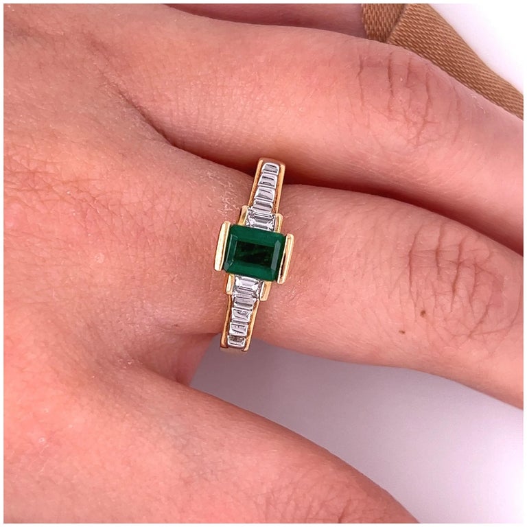 Customizable 3 Carat Emerald Diamond Wedding Band Emerald Diamond Half Eternity Gold Ring For