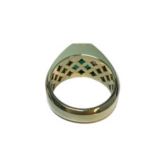 3 Carat Emerald EC Bezel Ring, 0.45 Diamonds, 18k Yellow Gold, Ring