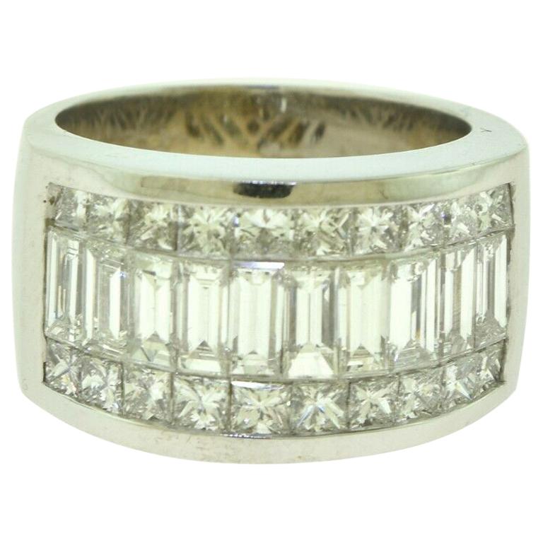 3 Carat Emerald Princess Eternity Band Ring in 18 Karat White Gold For Sale