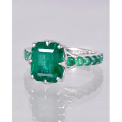 3 Carat Emerald Statement Ring, Natural Emerald Engagement Ring