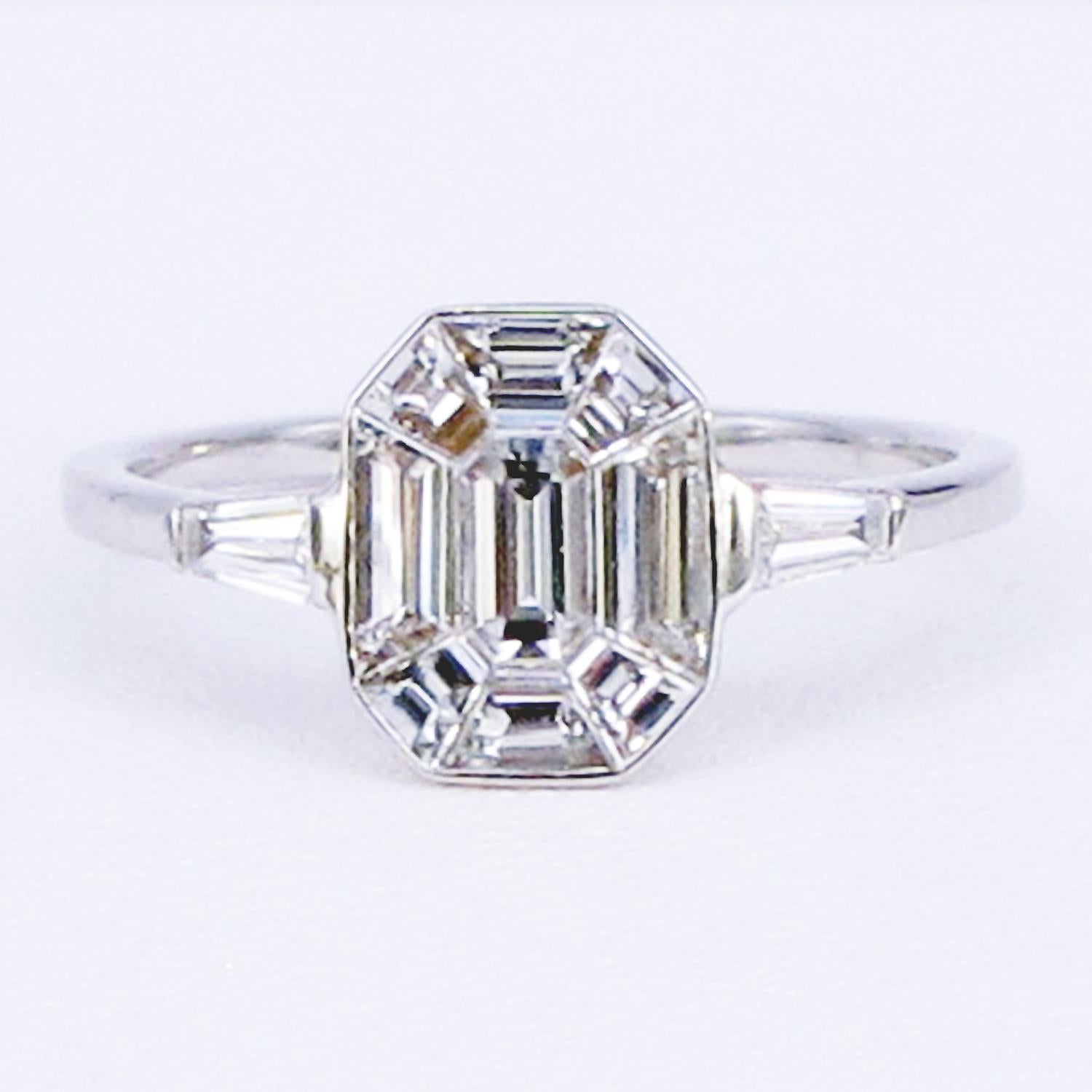 For Sale:  3 Carat face up Emerald shape Piecut diamond ring 2