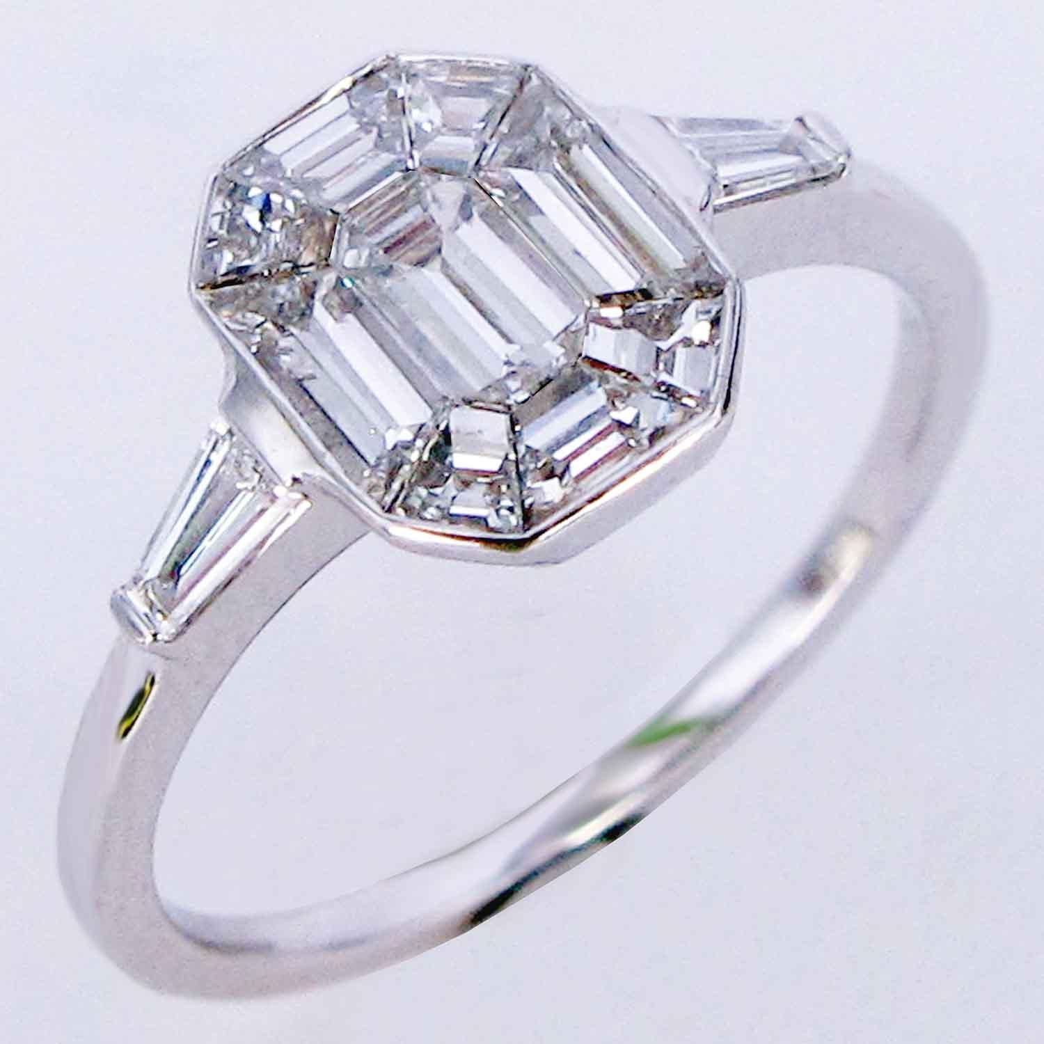 For Sale:  3 Carat face up Emerald shape Piecut diamond ring 4