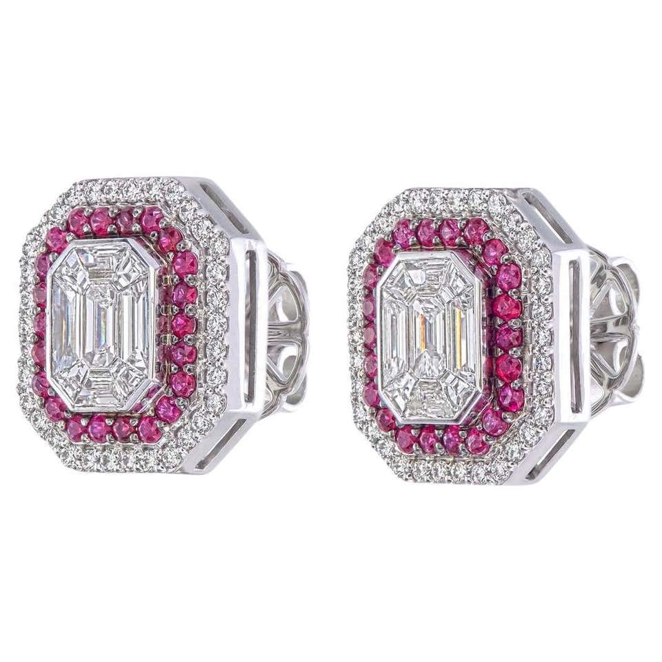 Customizable Invisible set butterfly Ruby ring with a diamond For Sale ...