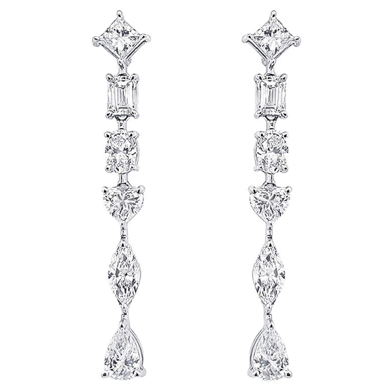 Boucles d'oreilles de fantaisie de 3 carats en or blanc 14 carats
