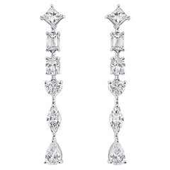 Boucles d'oreilles de fantaisie de 3 carats en or blanc 14 carats