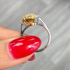 Rare Colors -  3 Carat Fancy Yellow Cushion Cut Diamond Engagement Ring