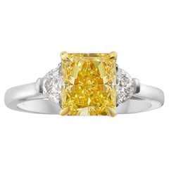 3 Carat Fancy Yellow Cushion Diamond Engagement Ring