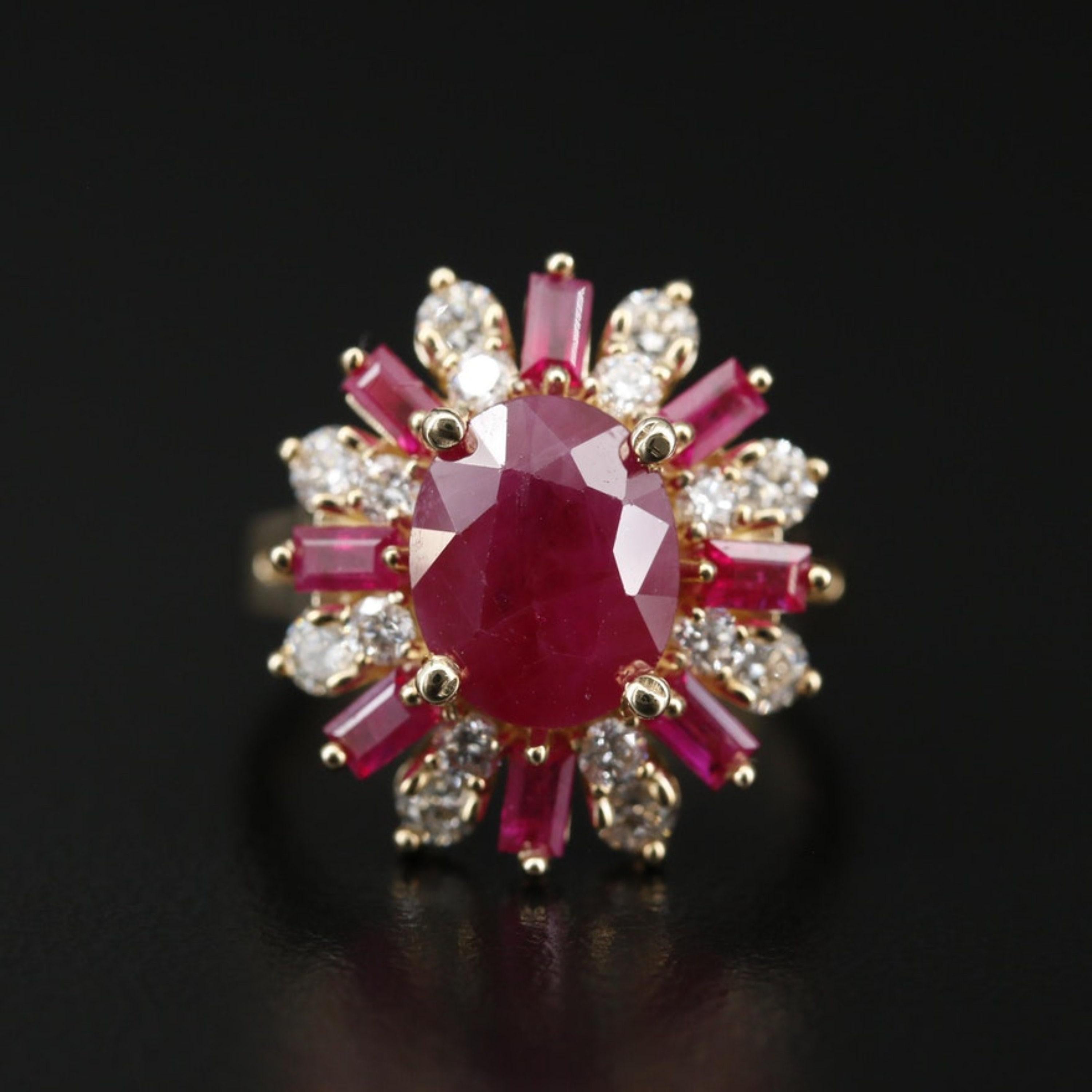 For Sale:  3 Carat Floral Ruby Diamond Engagement Ring Art Deco Victorian Ruby Wedding Ring 3