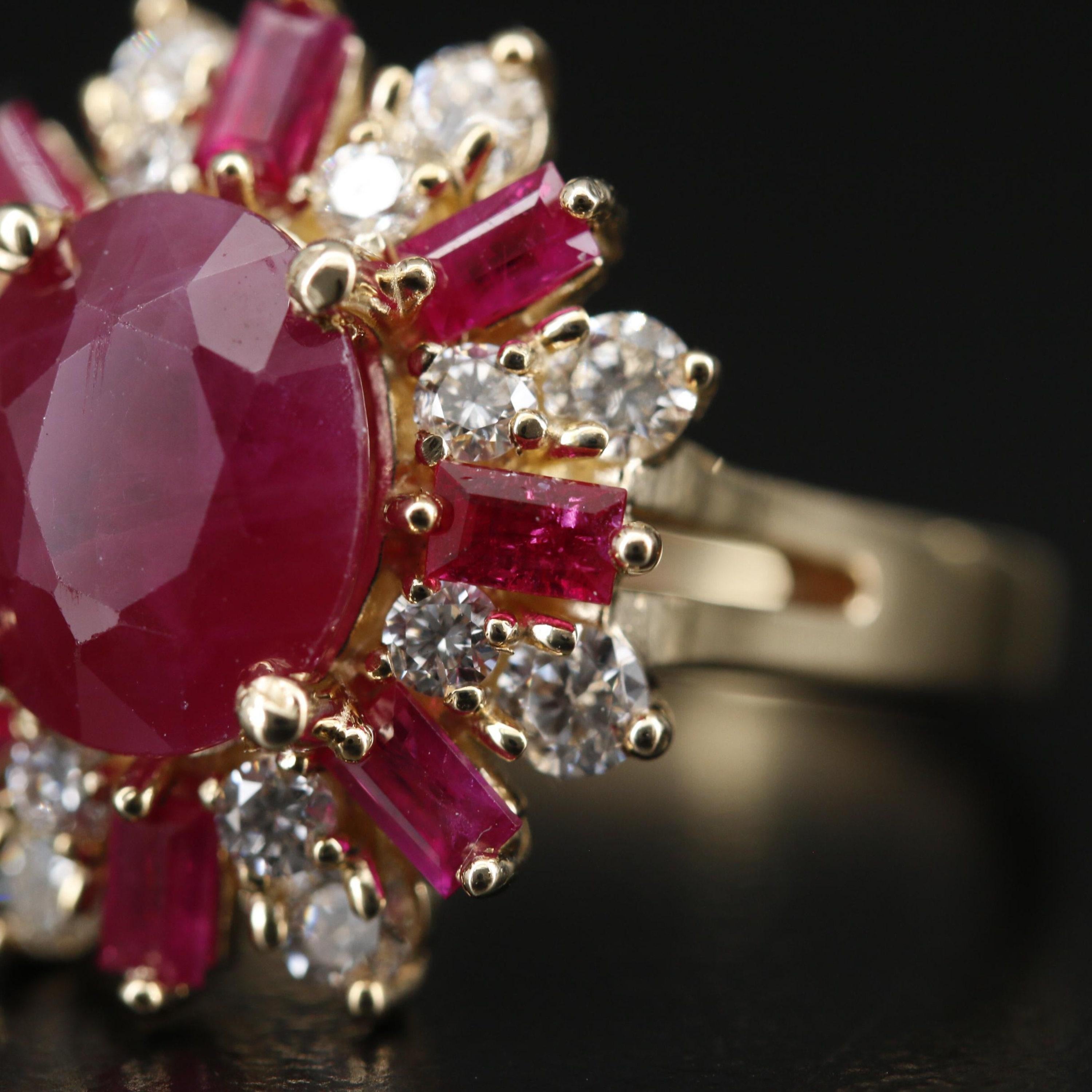 For Sale:  3 Carat Floral Ruby Diamond Engagement Ring Art Deco Victorian Ruby Wedding Ring 6