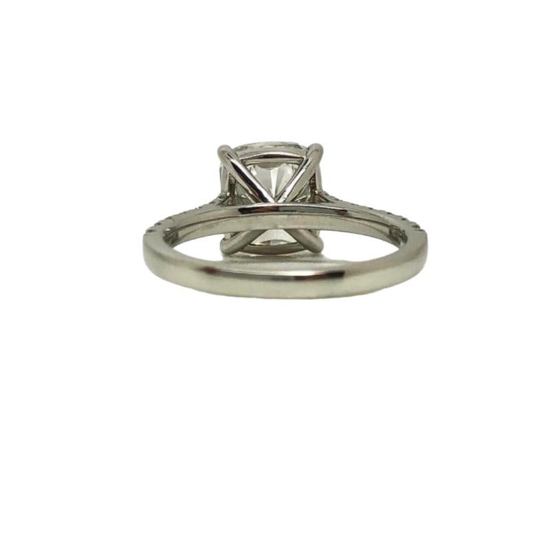 Bague de fiançailles sur mesure en platine avec diamant coussin de 3 carats certifié GIA de couleur G en vente 7