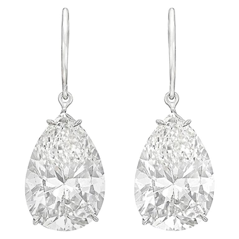 3 Carat GIA Certified D Color Pear Cut Diamond Drop Earrings