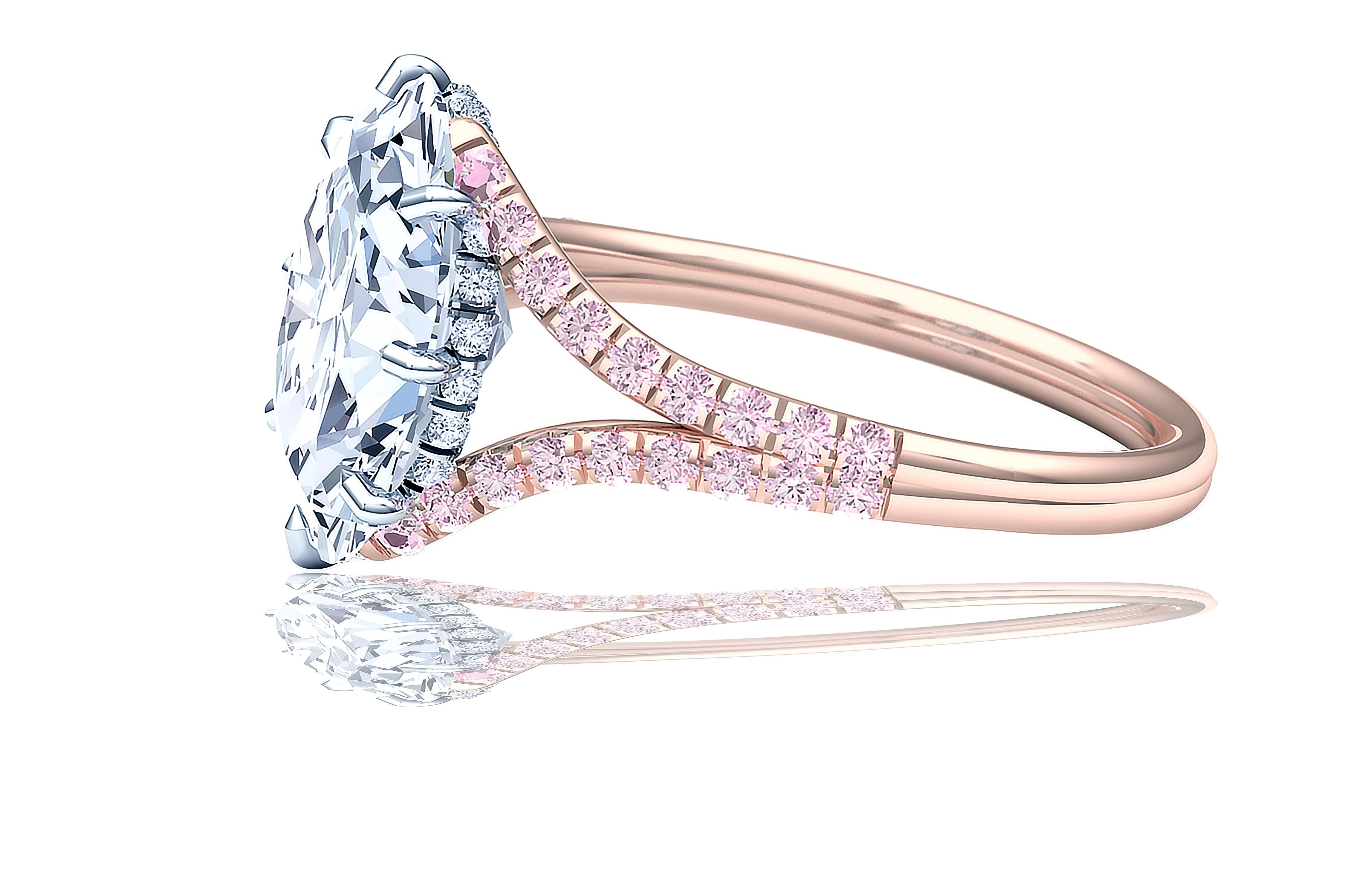 3 carat pink diamond engagement ring
