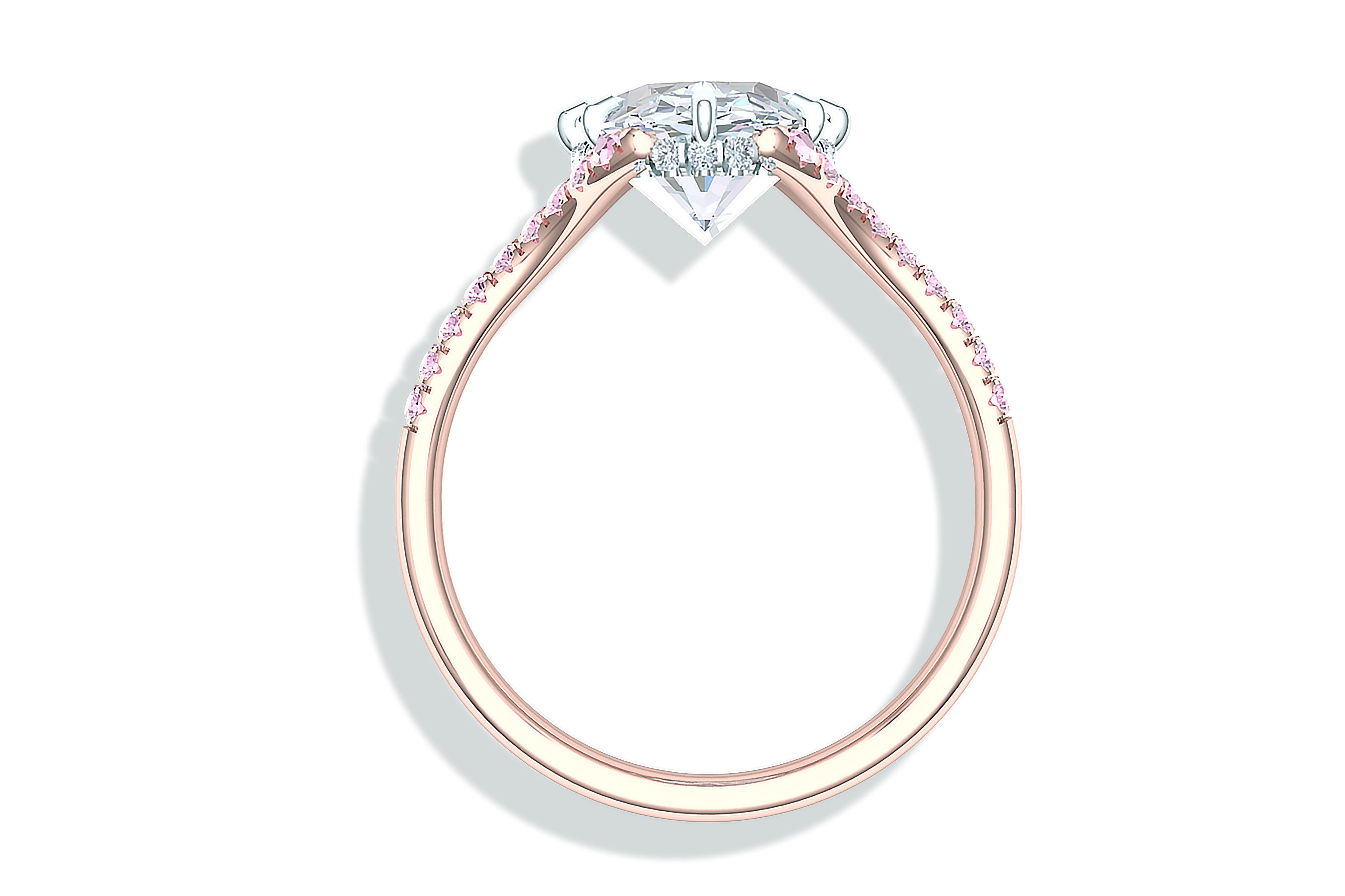 3 Karat GIA zertifizierter ovaler Diamant-Verlobungsring mit rosa Diamanten im Angebot 1