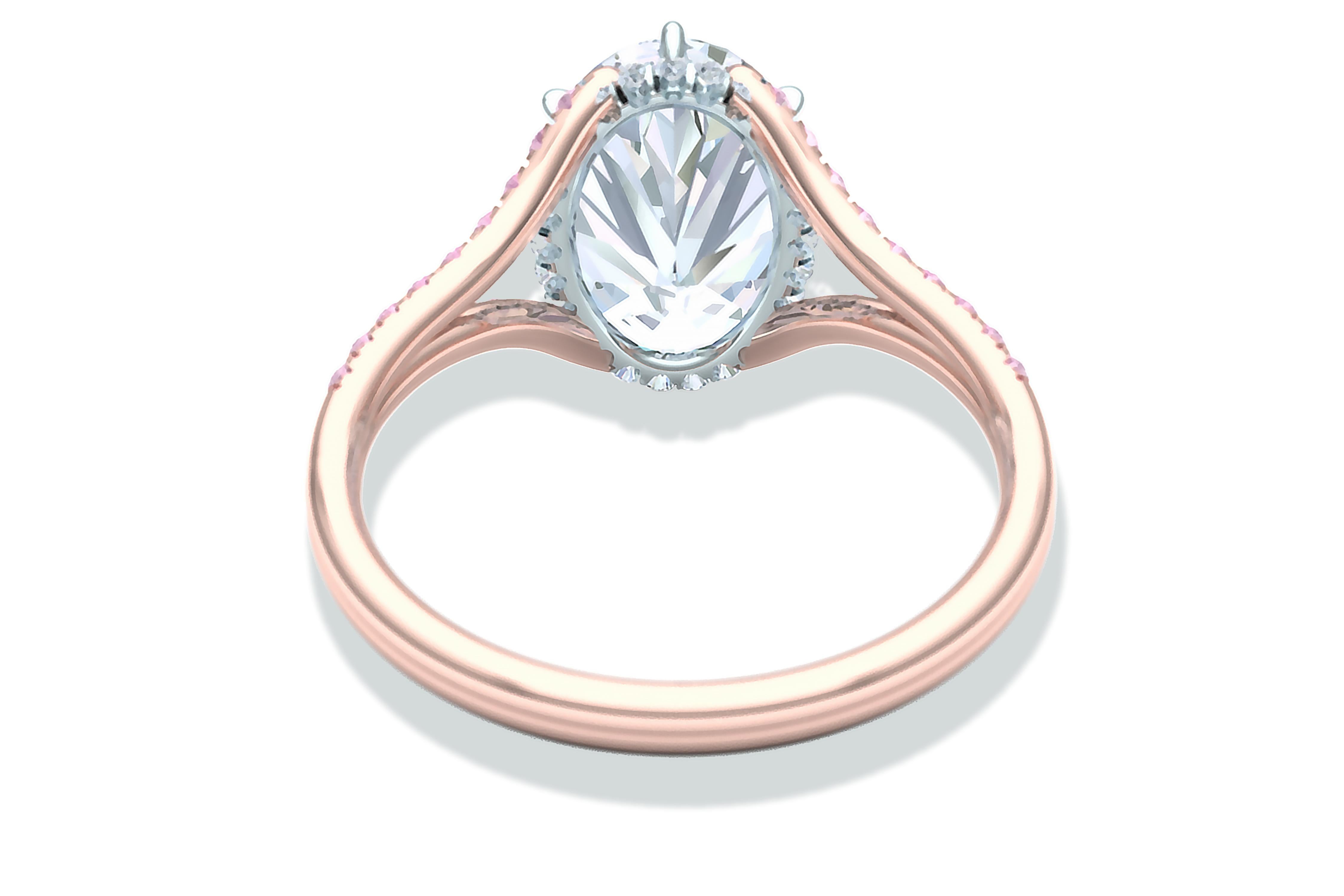 3 Carat GIA Certified Oval Diamond Pink Diamond Engagement Ring In Excellent Condition For Sale In Aliso Viejo, CA