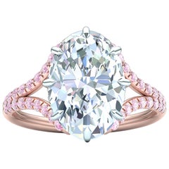 3 Carat GIA Certified Oval Diamond Pink Diamond Engagement Ring