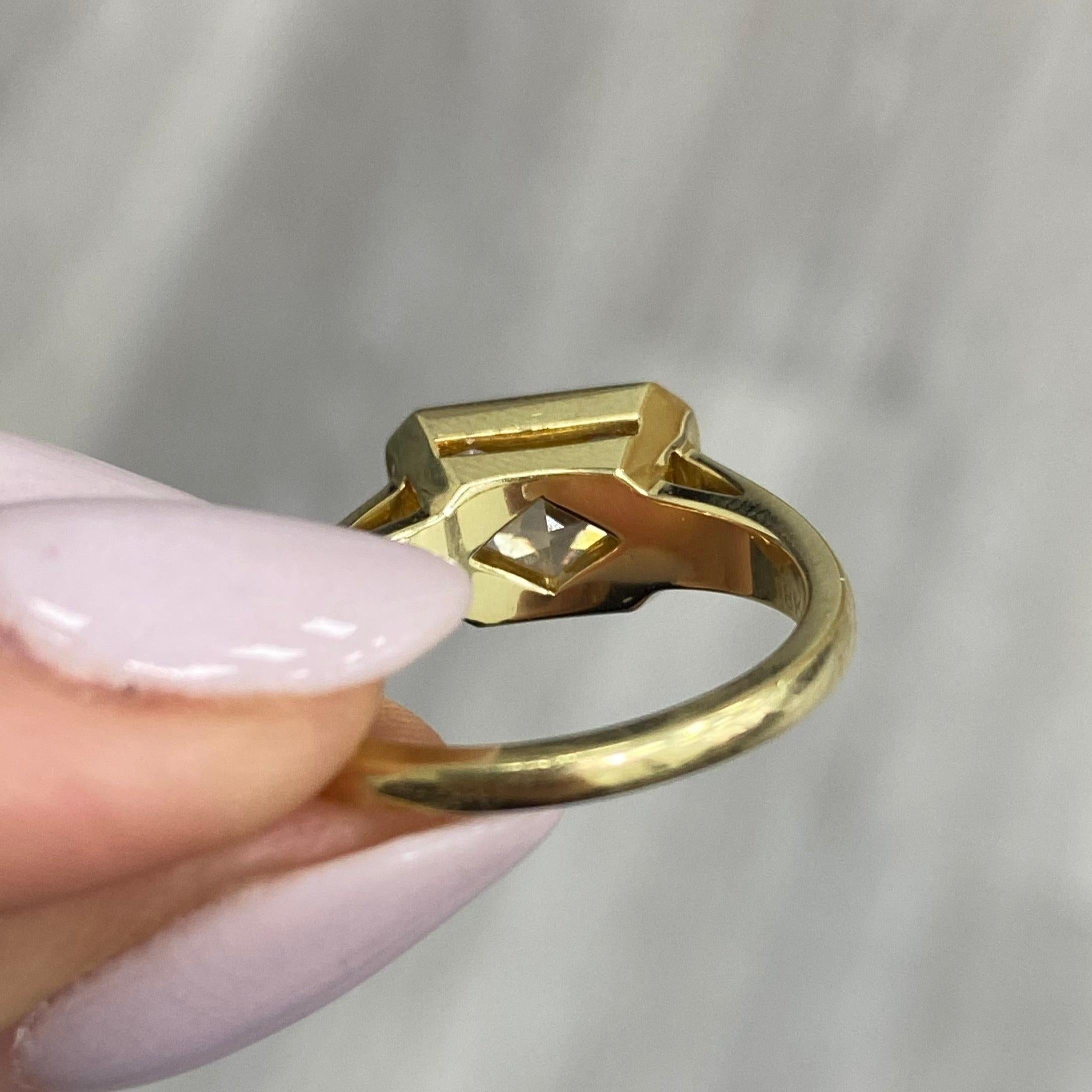 Women's 3 Carat GIA Fancy Light Yellow Bezel Set Diamond Ring For Sale
