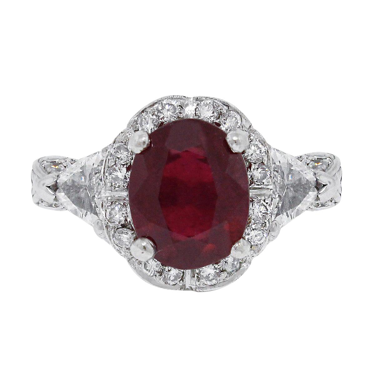 3 Carat Glass Filled Ruby Ring