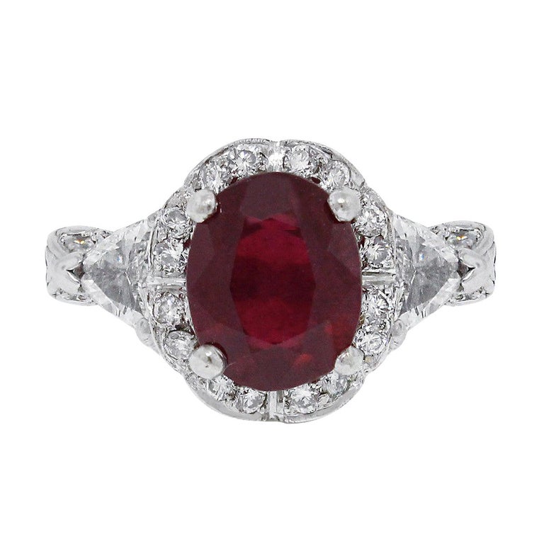 3 Carat Glass Filled Ruby Ring For Sale at 1stDibs