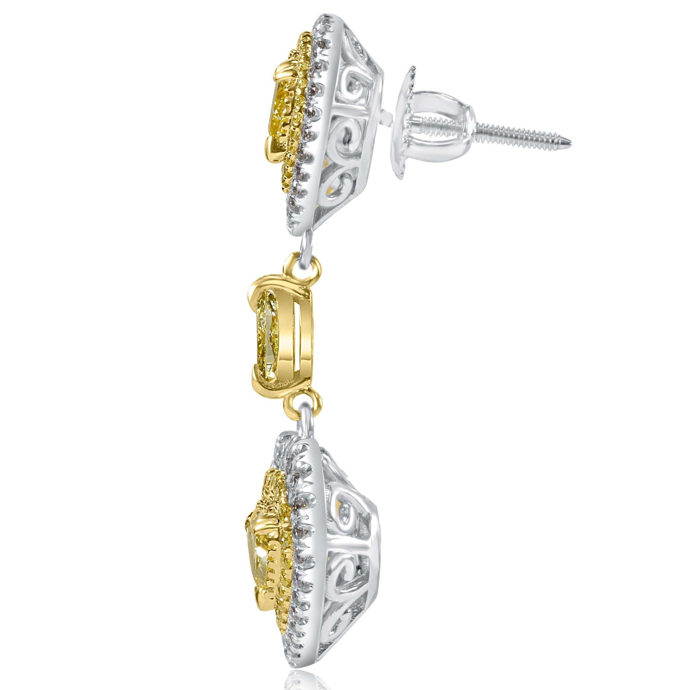 Orecchini a goccia con diamante a cuore da 3 carati, orecchini pendenti in oro bianco 18 carati in vendita 2