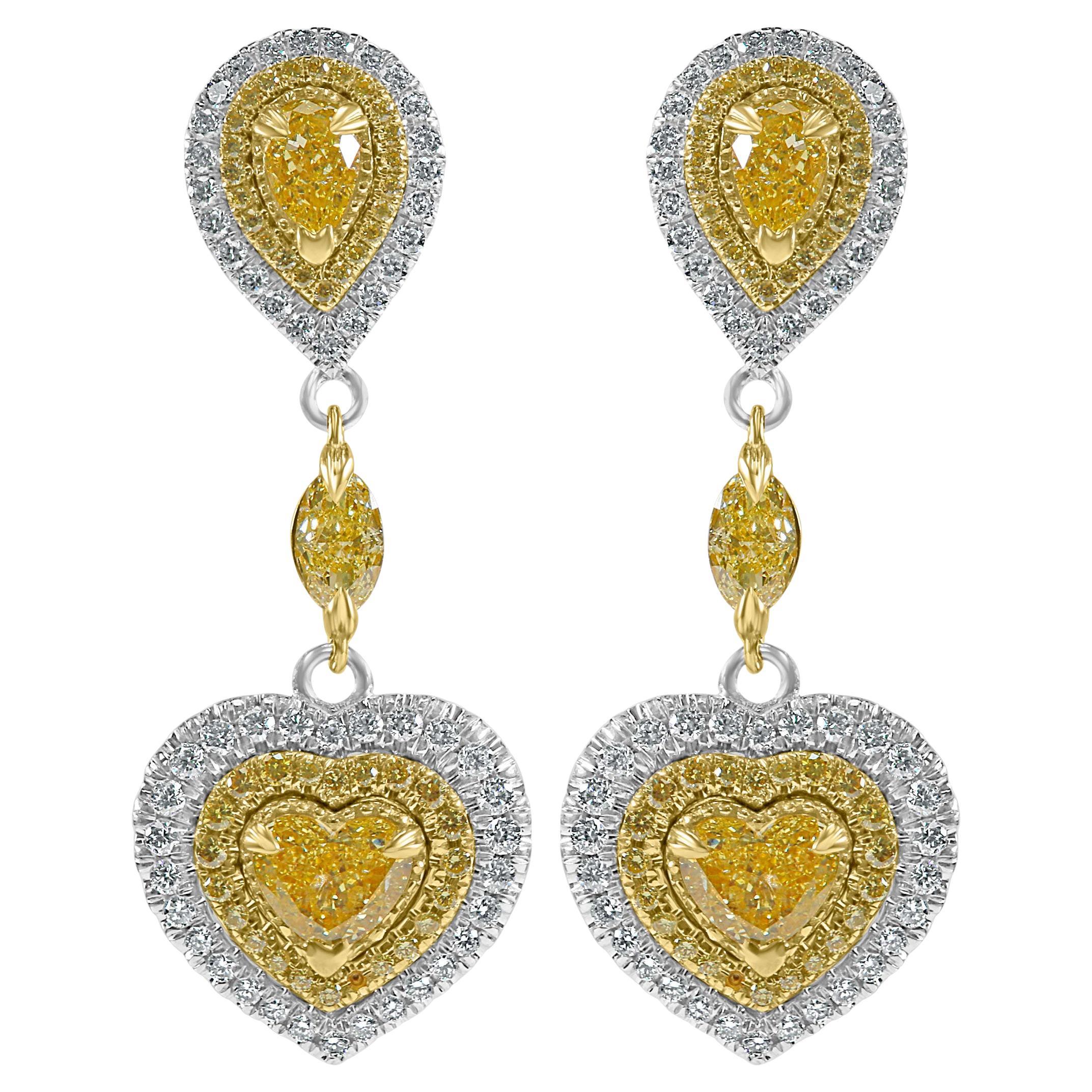 Orecchini a goccia con diamante a cuore da 3 carati, orecchini pendenti in oro bianco 18 carati