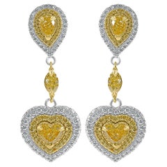 Orecchini a goccia con diamante a cuore da 3 carati, orecchini pendenti in oro bianco 18 carati