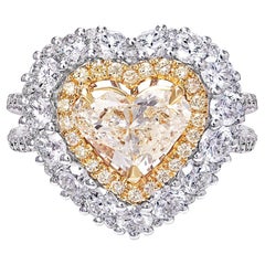 3 Carat Heart Shape Diamond Engagement Ring Certified D SI2