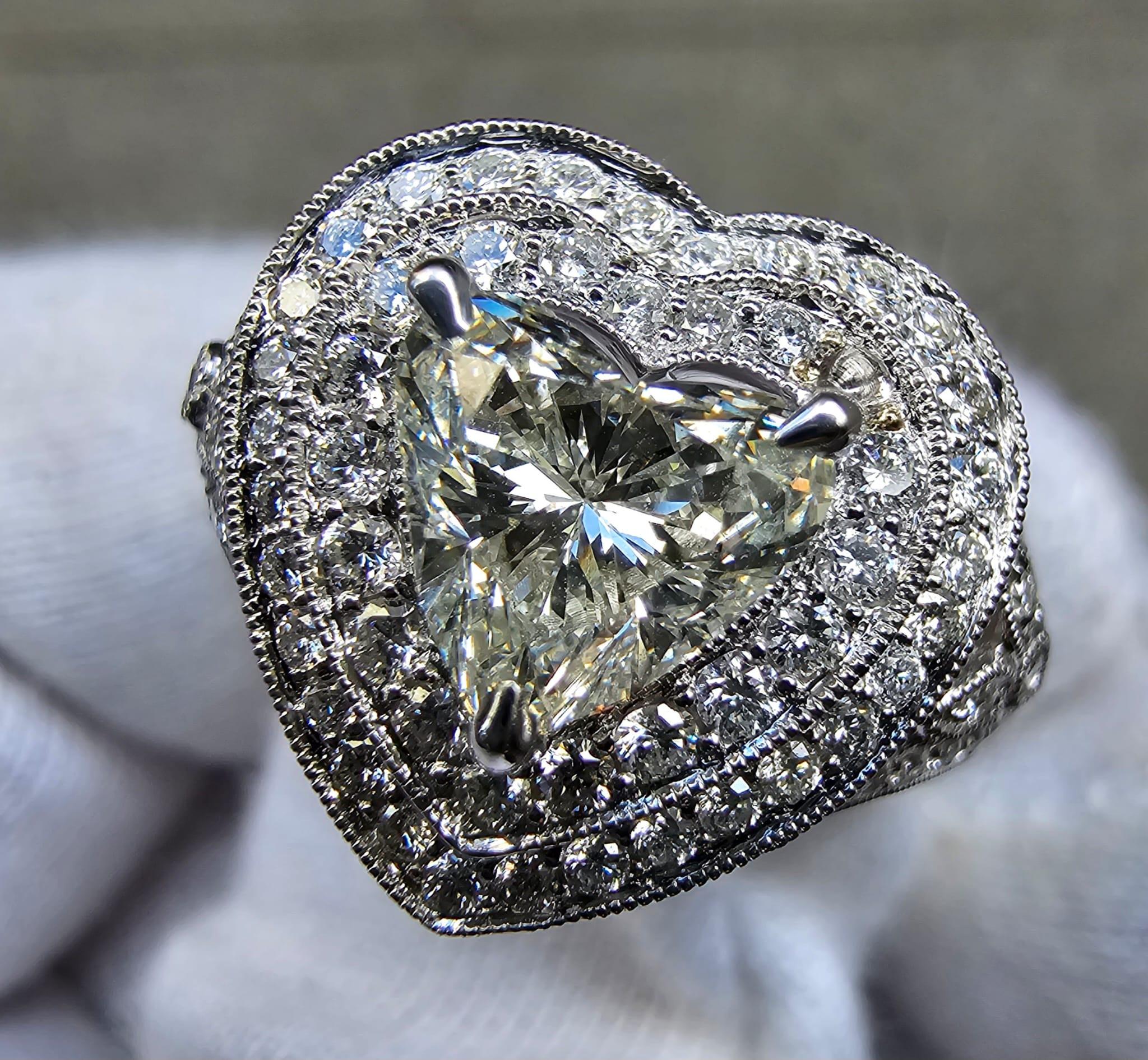 3 Carat Heart Shape Diamond Engagement Ring GIA Certified K SI2 In New Condition In New York, NY