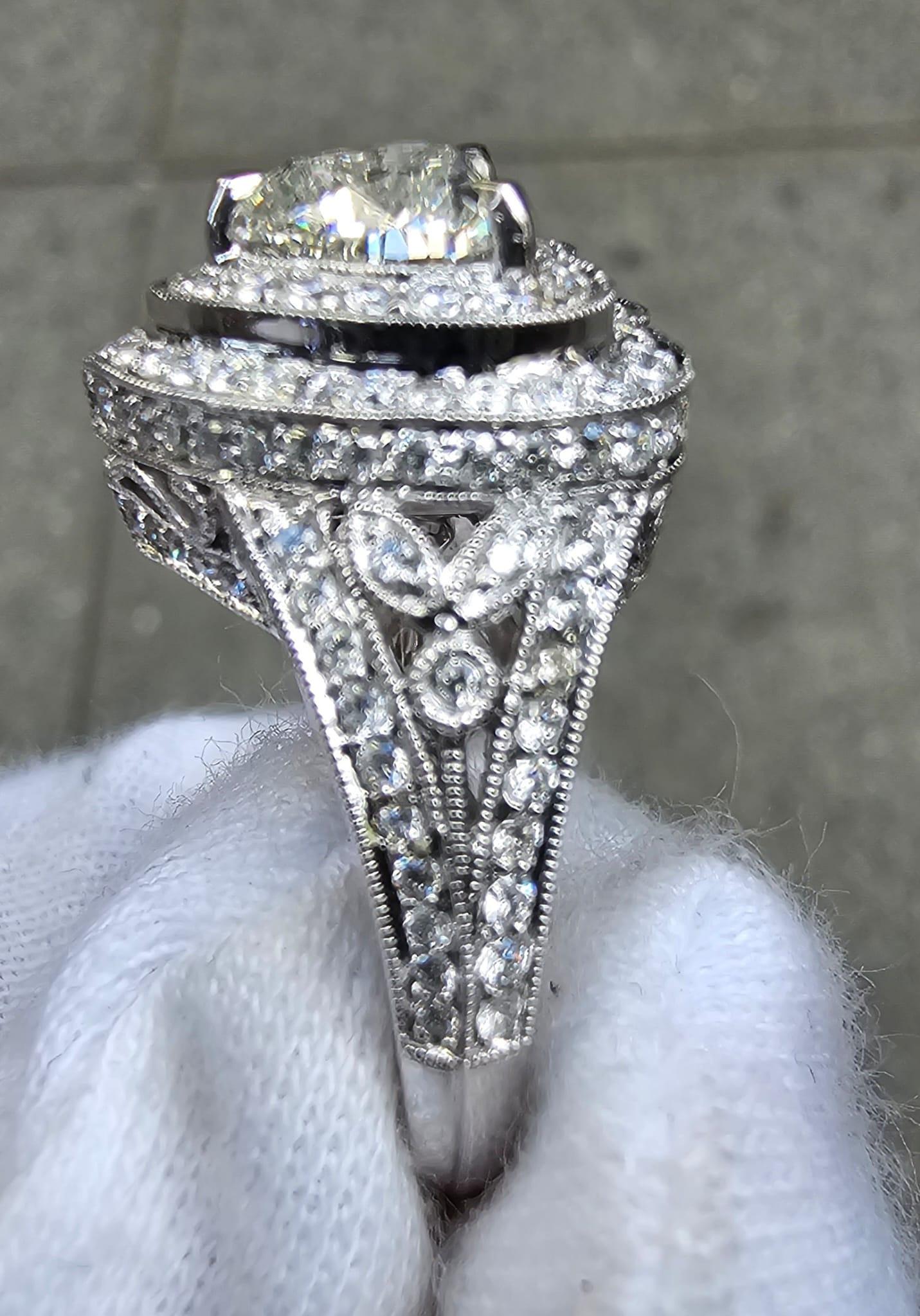 Women's 3 Carat Heart Shape Diamond Engagement Ring GIA Certified K SI2