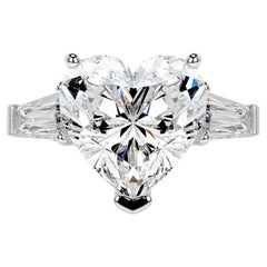 3 Carat Heart Shape Statement Brilliant White VVS 14K White Gold