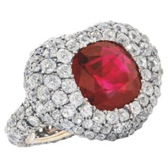 3 Carat Heart Shape Statement Ruby Red 14K White Gold Modern Nobility Signature