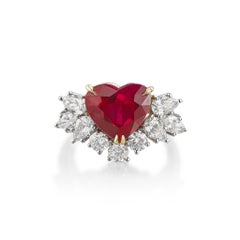 3 Carat Heart Shape Statement Ruby Red 14K White Gold Quiet Power High Jewellery
