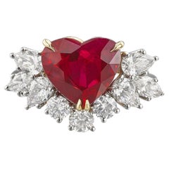3 Carat Heart Shape Statement Ruby Red 14K White Gold Quiet Power High Jewellery