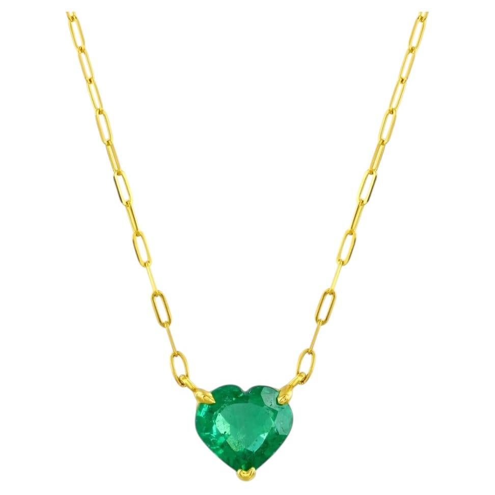 Colgante Esmeralda 3 Quilates Forma Corazón Cadena Amarilla en venta