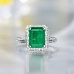 3 Carat Lab Emerald Ring Sterling Silver