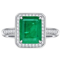 3 Carat Lab Emerald Ring Sterling Silver