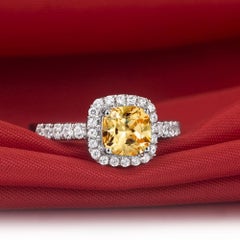 3 Carat Lab Yellow Diamond Ring 18 Karat White Gold