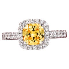 3 Carat Lab Yellow Diamond Ring 18 Karat White Gold