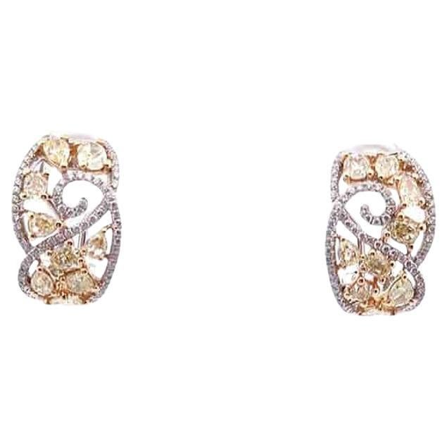 3 Carat Leverback Earrings in 14K 2-Tone Gold