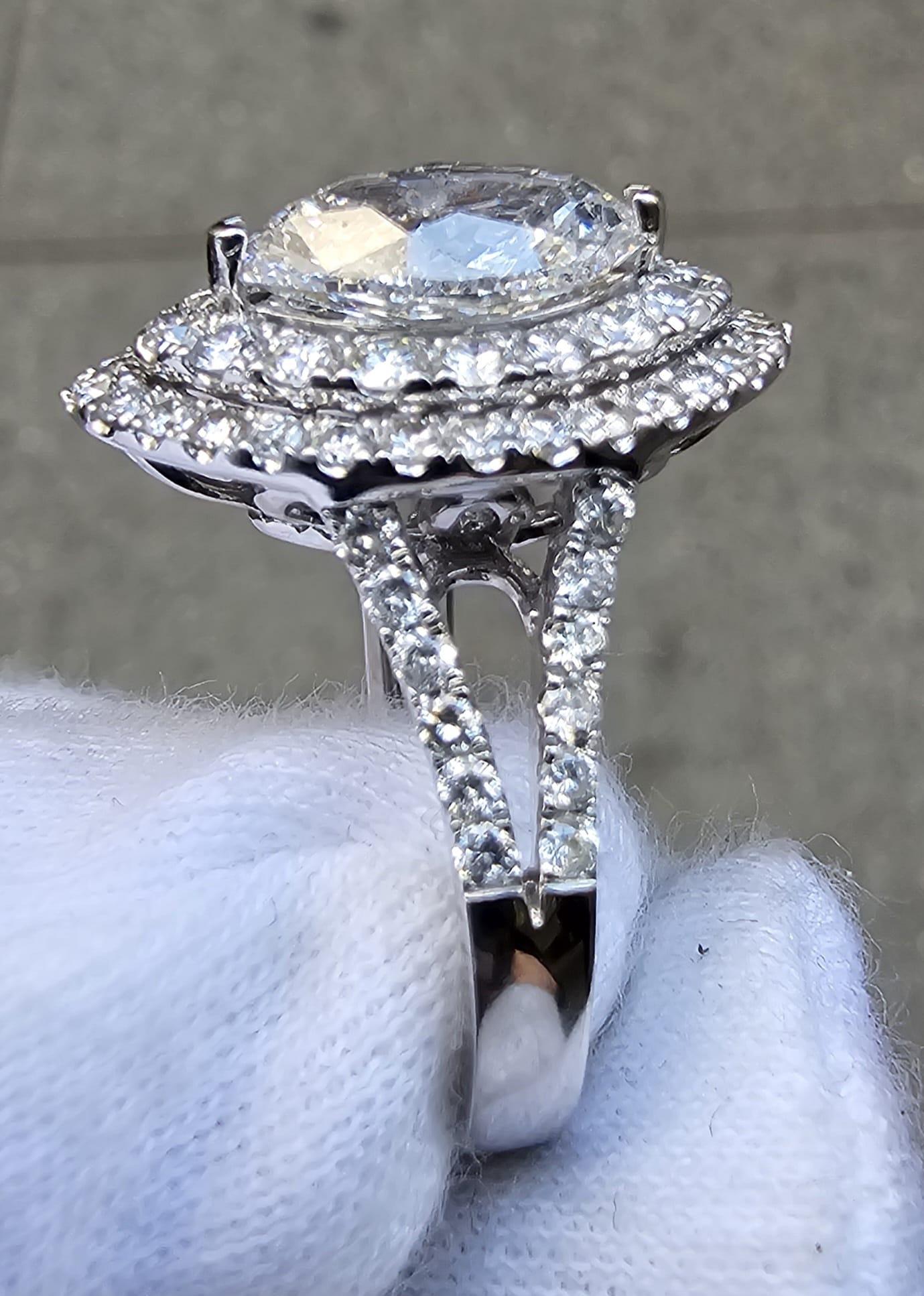 3 Carat Marquise Cut Diamond Engagement Ring Certified D SI1 In New Condition For Sale In New York, NY