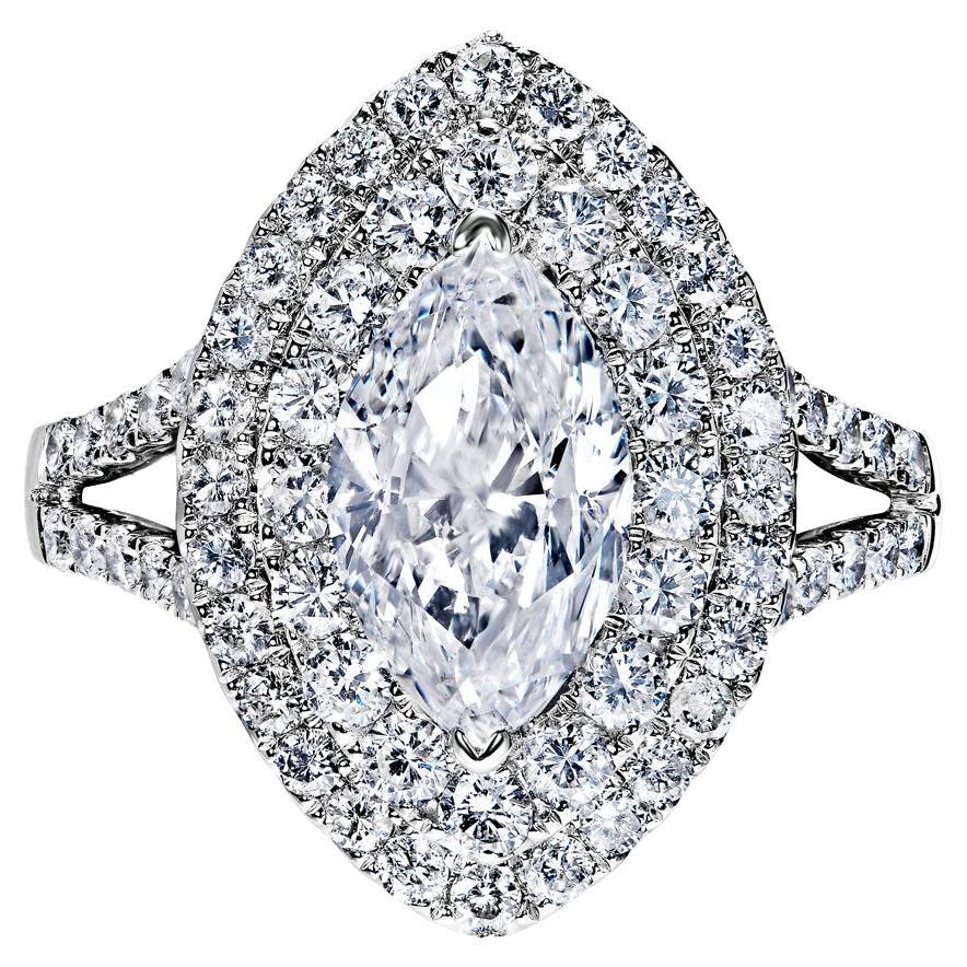 3 Carat Marquise Cut Diamond Engagement Ring Certified D SI1 For Sale