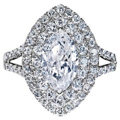 Verlobungsring mit 3 Karat Diamanten im Marquise-Schliff, zertifiziert D SI1