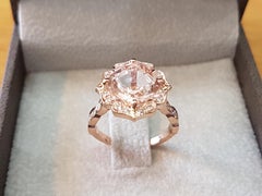 3 Carat Morganite Engagement Ring Rose Gold Cushion Morganite Ring