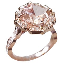 3 Carat Morganite Engagement Ring Rose Gold Cushion Morganite Ring