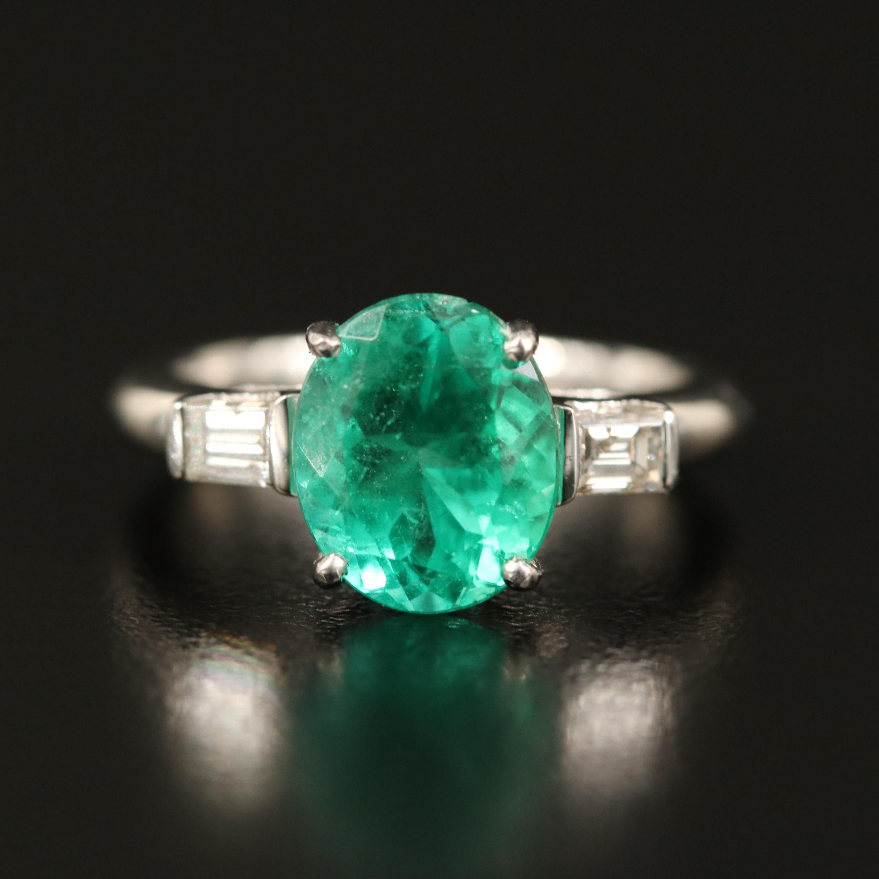For Sale:  3 Carat Natural Colombian Emerald Engagement Ring, Minimal Emerald Wedding Ring 2