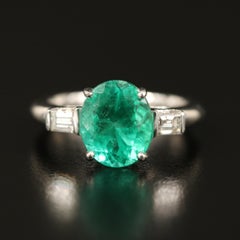 3 Carat Natural Colombian Emerald Engagement Ring, Minimal Emerald Wedding Ring